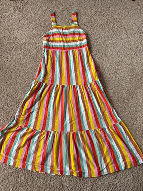 JCrew Colorful Striped Tiered Maxi Dress